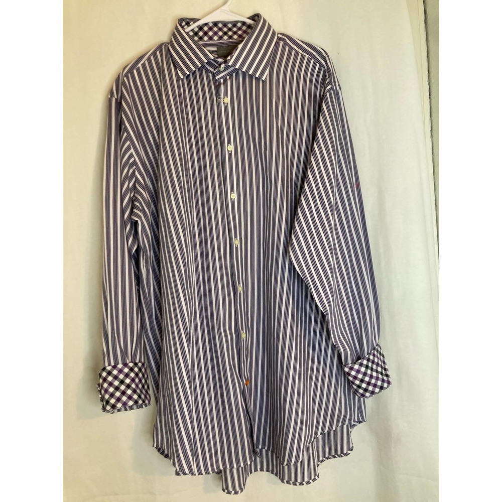 Thomas Dean Mens Dress Shirt Long Sleeve Size Button Up Size XXL Flip Cuff